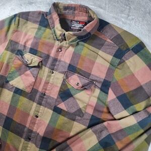 Troll Co Shirt Mens 2XL Multicolor Plaid Flannel Snap Front Long Sleeve Workwear